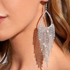 Disko Rhinestone Tassel Drop Earrings.
